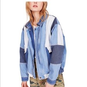 free people denim bomber jacket